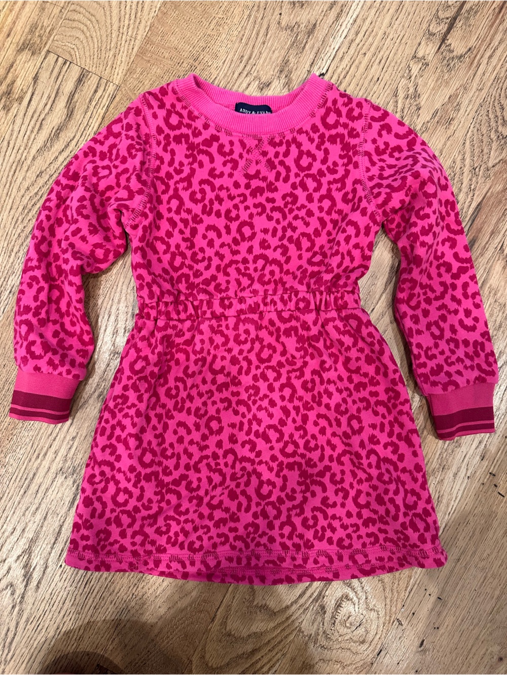 Andy & Evan Hot Pink Leopard Print Long Sleeve Dress